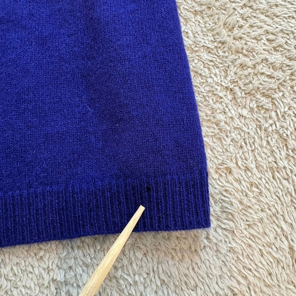 Neiman Marcus Cashmere Sweater Womens 2X Royal Blue V-Neck 3/4 Sleeve Pullover - Picture 10 of 13